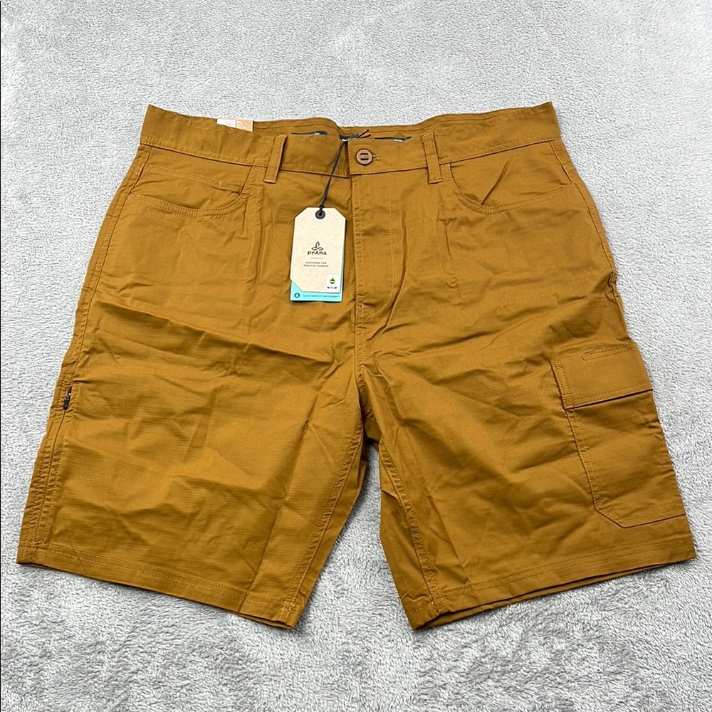 NEW Prana 38 Double Peak Short Men's Antique Bronze Standard Fit Cargo Shorts